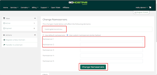 Set your nameservers