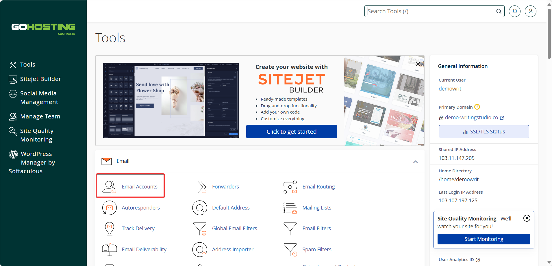 scroll down to the “Email” section