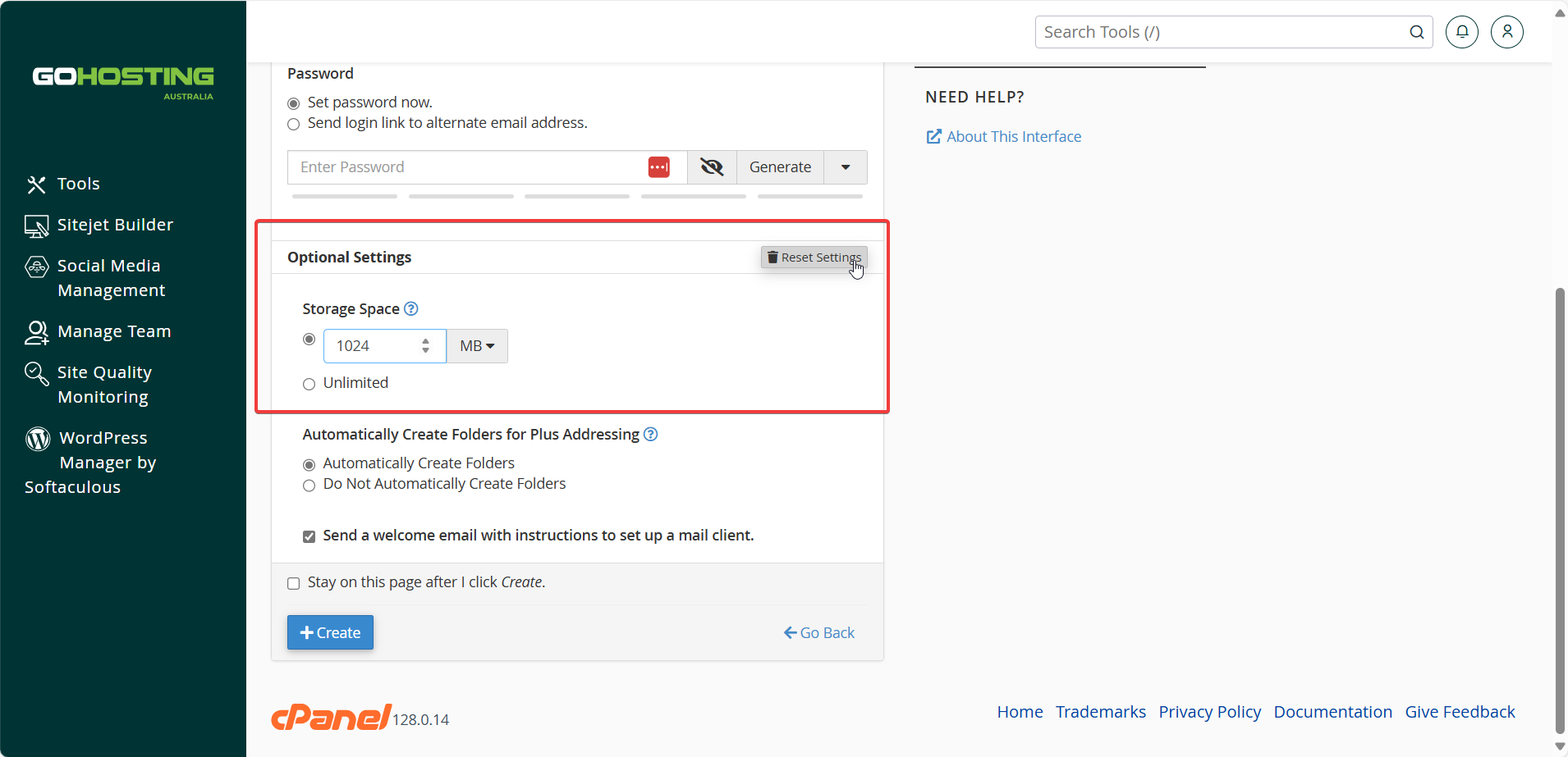 Configure optional settings