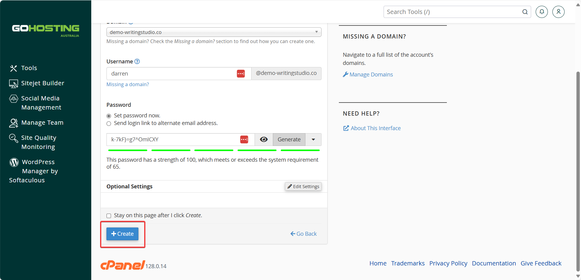 Create the email address